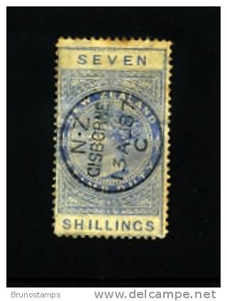 NEW ZEALAND - 1880  QV POSTAL FISCAL  7 S.   BLUE   FINE USED - Fiscali-postali