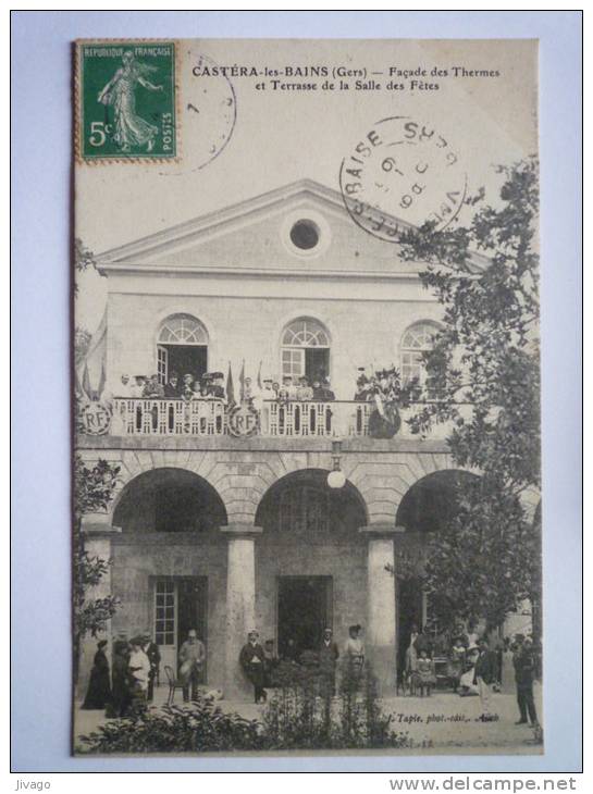 CASTERA-les-BAINS  :  Façade Des  THERMES  Et TERRASSE  De La  SALLE  Des  FÊTES  -  Belle Animation  - Castera