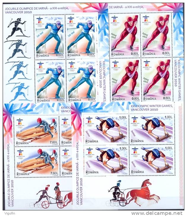 RO 2010-6410-3 OLYMPIC GAMES VANCOUVER, ROMANIA, 4 X 4v, MNH - Winter 2010: Vancouver