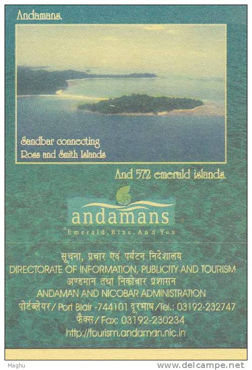 Andamans Islands, Geography, Tourism Promotion, Computer URL,   Meghdoot Postcard - Iles