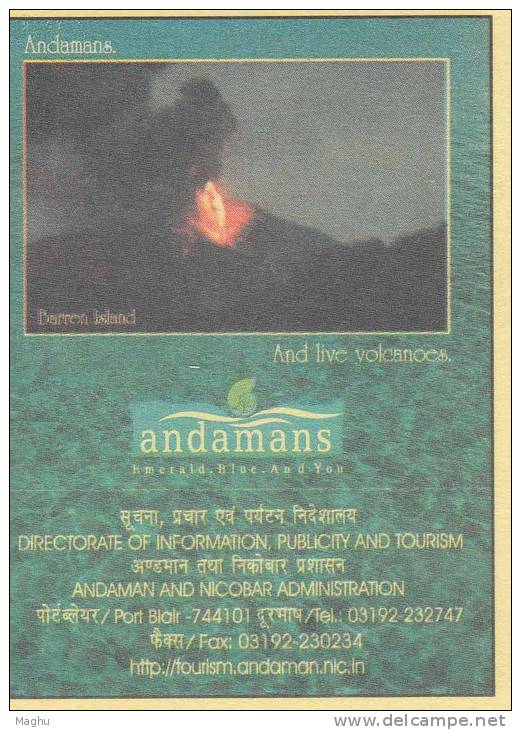 Andamans Islands Tourism Volcano, Geology Disaster, Fire, , Meghdoot Postcard, Chemical Ash Gas, Pollution, - Vulkanen