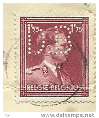 832 Op Brief Met Firmaperforatie (perfin) " D.B." - 1934-51