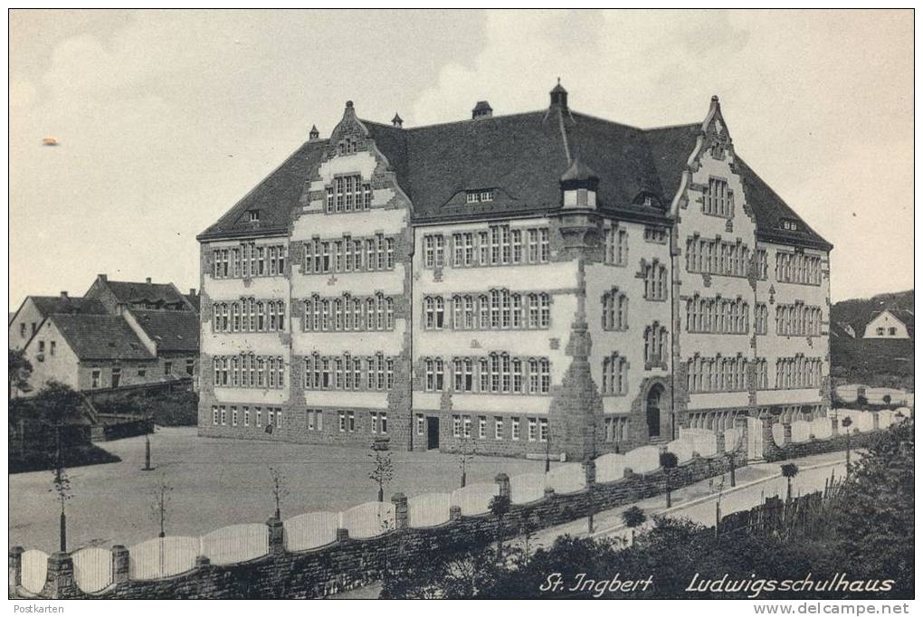 ALTE POSTKARTE ST. INGBERT LUDWIGSSCHULHAUS SAAR SAARGEBIET Schule School école Cpa Postcard AK Ansichtskarte - Saarpfalz-Kreis