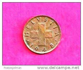 SWITZERLAND 1948, Circulated Coin XF, 2 Rappen, Bronze Km 47, C90.018 - Other & Unclassified