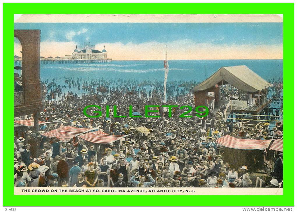 ATLANTIC CITY, NJ - THE CROWD ON THE BEACH AT SO. CAROLINA AVENUE IN 1947 - PUB BY POST CARD DIRTRIBUTING CO - - Atlantic City