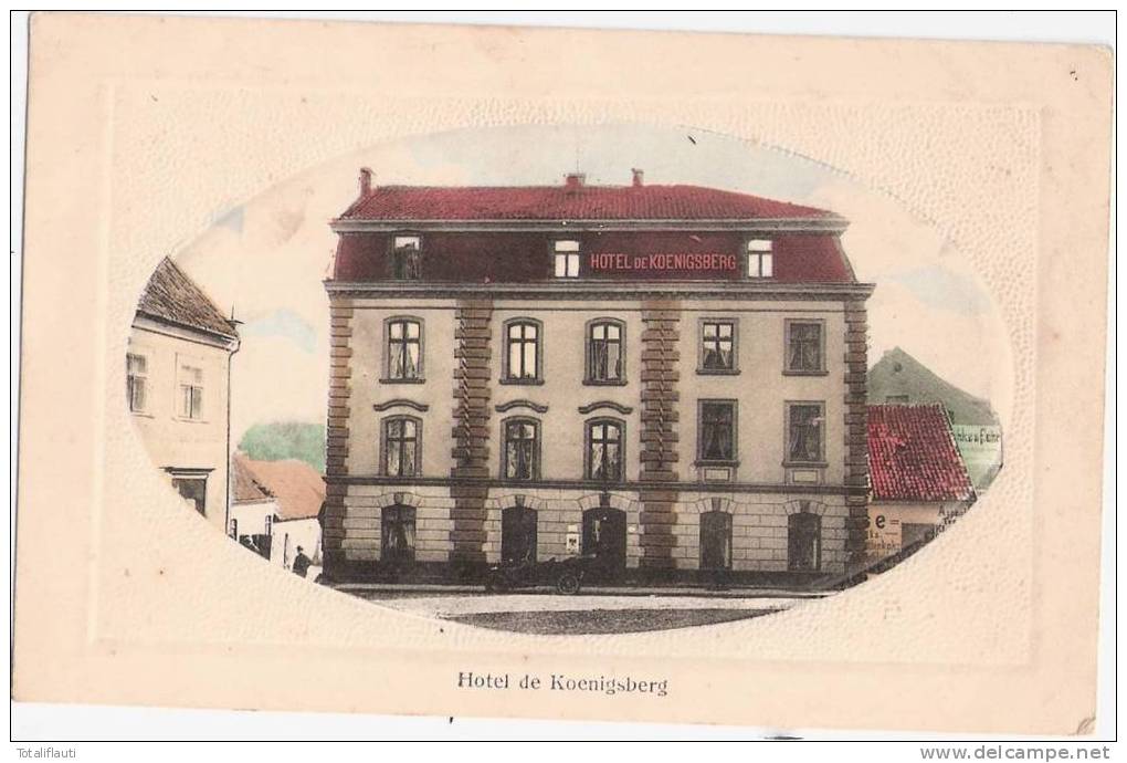 Rastenburg Neuer Markt Ecke Angerburger Straße Hotel De Koenigsberg Prägedruck Passepartout Karte Oldtimer Ketrzyn Ungel - Ostpreussen