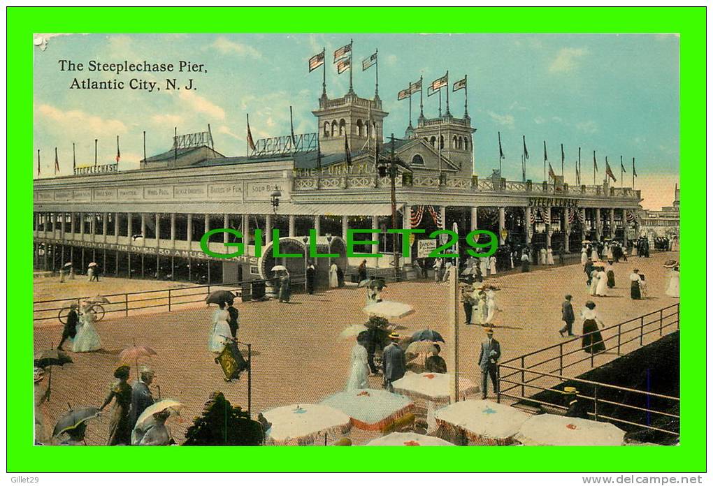 ATLANTIC CITY, NJ - THE STEEPLECHASE PIER - TRAVEL IN 1913 - - Atlantic City