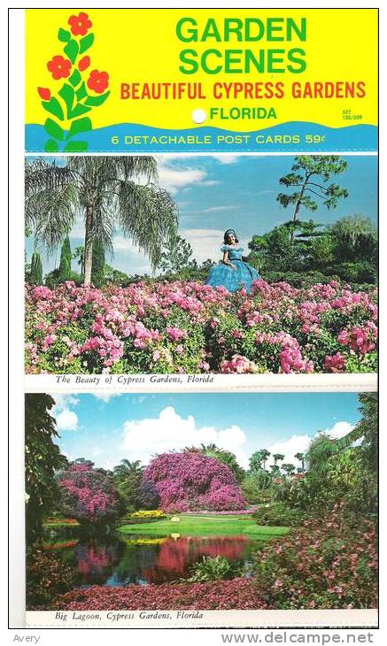 Garden Scenes - Beautiful Cypress Gardens, Florida  6 Detachable Post Cards - Autres & Non Classés