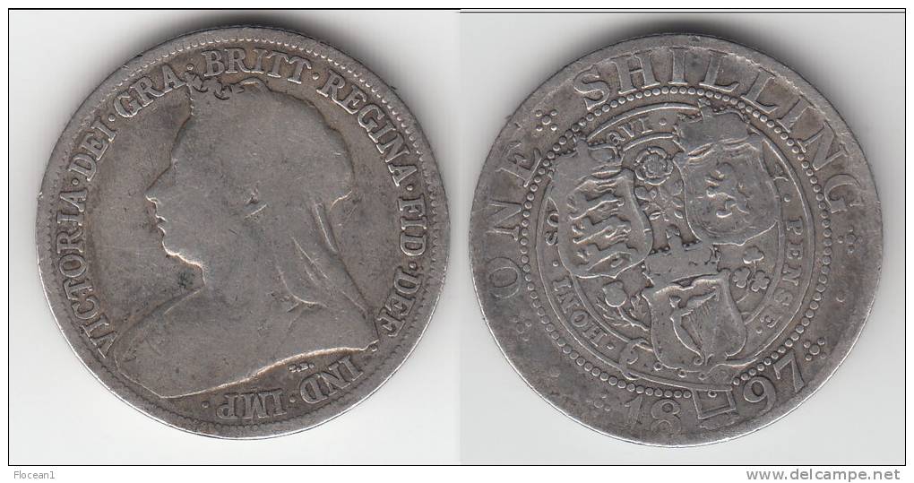 GRANDE-BRETAGNE - GREAT-BRITAIN ** ONE SHILLING 1897 VICTORIA - ARGENT - SILVER ** ACHAT IMMEDIAT !!! - I. 1 Shilling