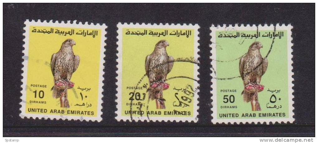 United Arab Emirates 1990 Bird Falcon Definitives - 10 20 & 50 Dirhams High Values FU - United Arab Emirates (General)