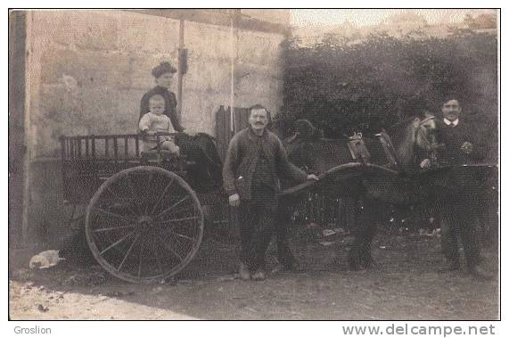 VITRY SUR SEINE (94) ? CARTE PHOTO ATTELAGE CHEVAL ET ANIMATION (CACHET DE DEPART DE VITRY SUR SEINE) 1912 - Vitry Sur Seine