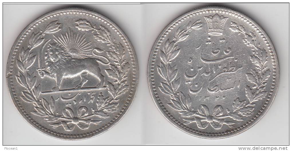 QUALITY ** IRAN - 5000 DINARS AH1320-1902 (5 KRAN) MUZAFFAR AL-DIN SHAH - ARGENT - SILVER ** EN ACHAT IMMEDIAT !!! - Iran