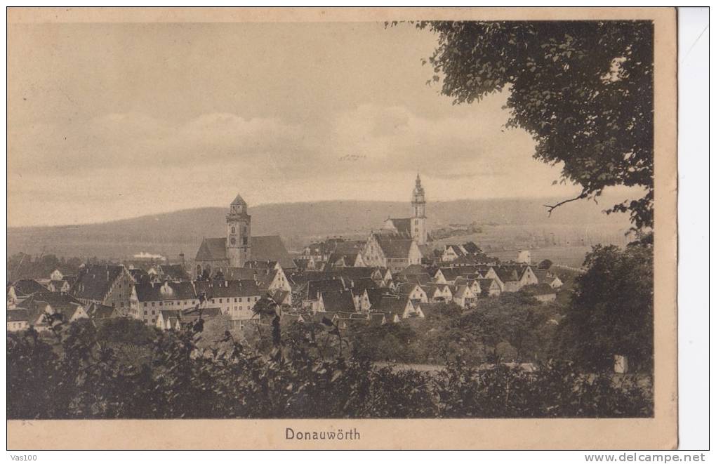 DONAUWORTH, CHURCH, GENERAL VIEW, VERY RARE OVERPRINT STAMP - Donauwoerth