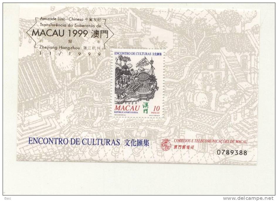 Mint S/S Meeting Of Cultures 1999  From Macao - Unused Stamps