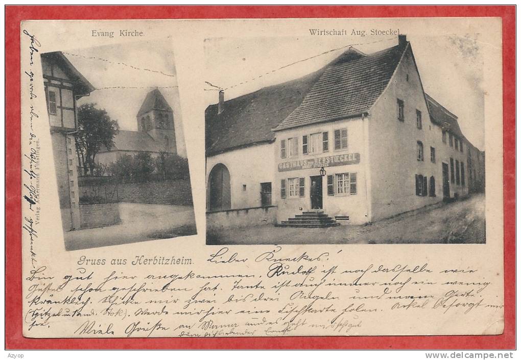 67 - GRUSS Aus HERBITZHEIM - Evang. Kirche - Wirtschaft Aug. STOECKEL - Altri & Non Classificati