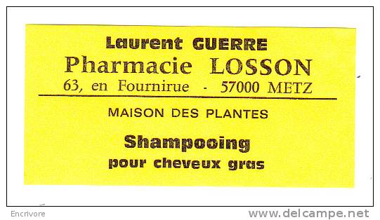 5 EtiquetteS LOSSON GUERRE Pharmacie De La Croix De Lorraine SHAMPOING METZ - Etiquettes