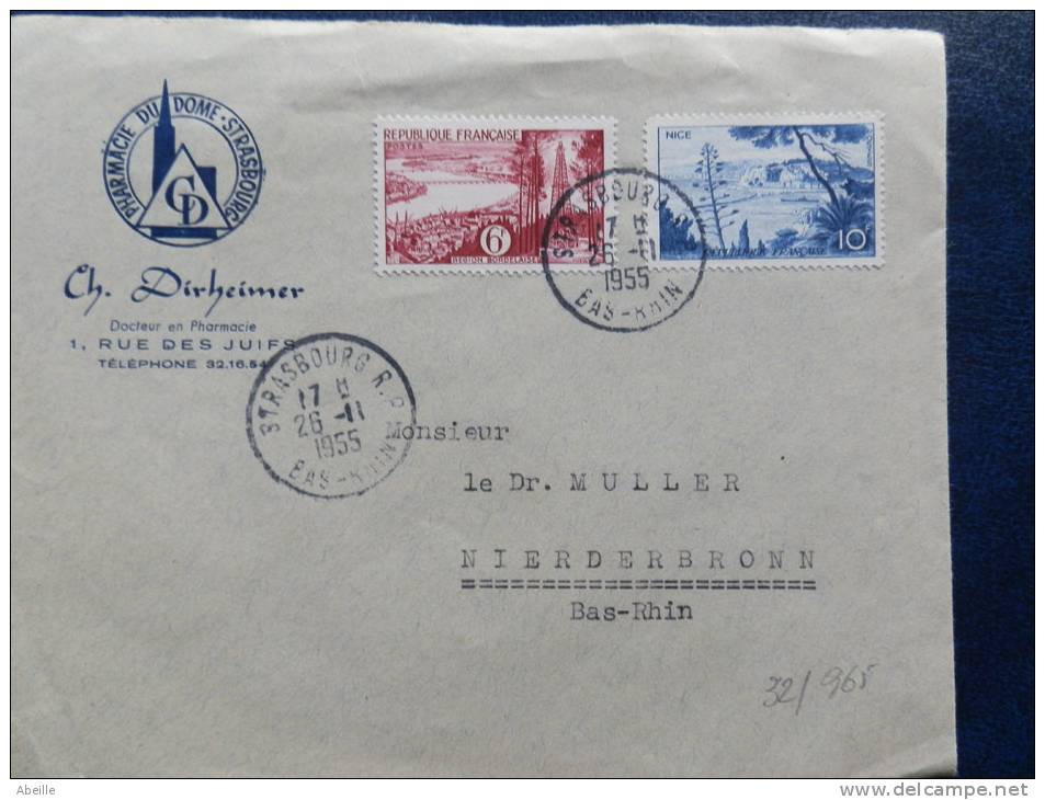 32/965  LETTRE   FRANCE  1955 - Farmacia