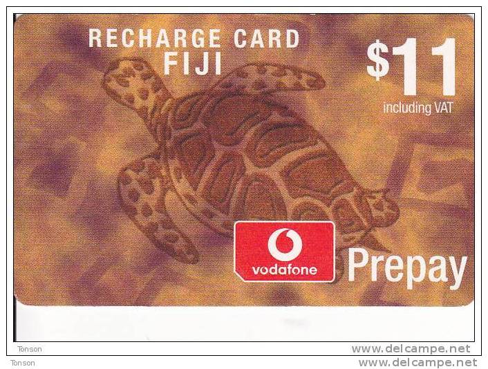 Fiji, $11, Vodafone, Turtle, 2 Scans. - Fidschi