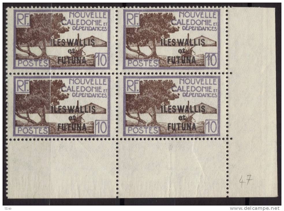 WALLIS Et FUTUNA 1930 / 1938 Poste Yvert N° 47  En Bloc De 4 Coin De Feuille  Neuf Sans Charniere - Unused Stamps