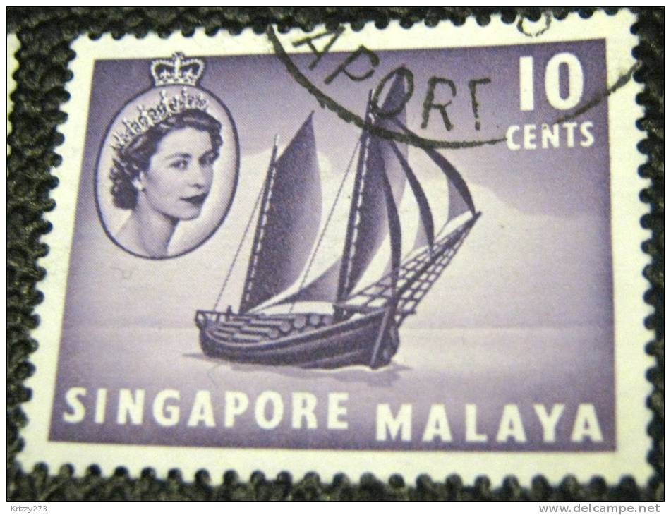 Singapore 1955 Timber Tongkong 10c - Used - Singapour (...-1959)