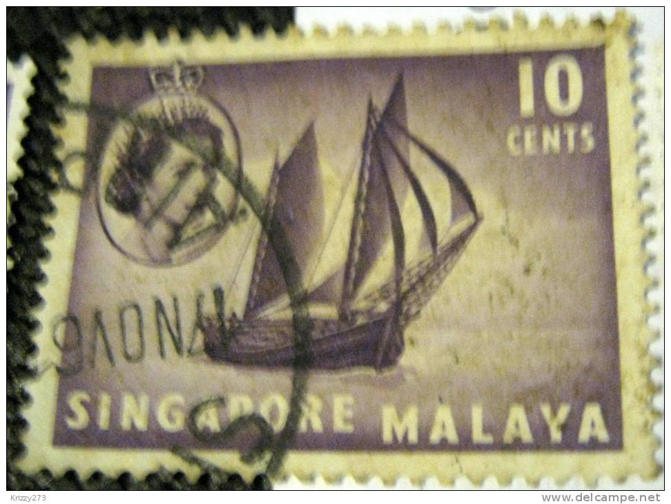 Singapore 1955 Timber Tongkong 10c - Used - Singapore (...-1959)