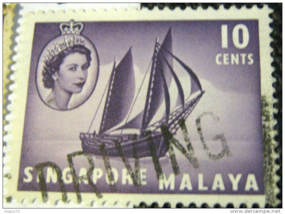 Singapore 1955 Timber Tongkong 10c - Used - Singapour (...-1959)