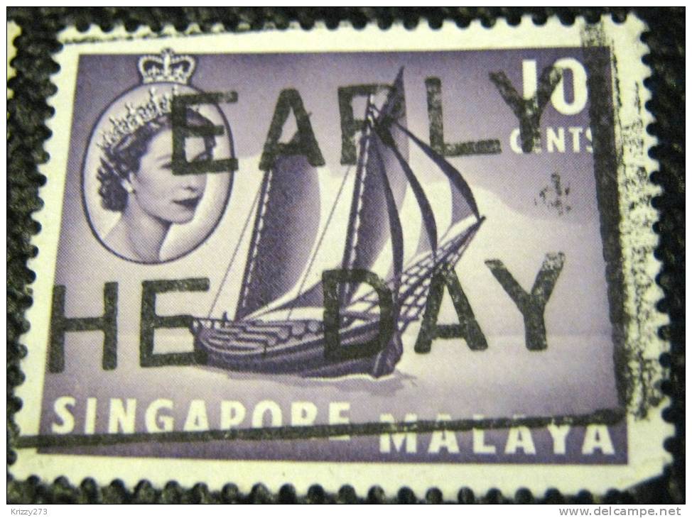 Singapore 1955 Timber Tongkong 10c - Used - Singapore (...-1959)