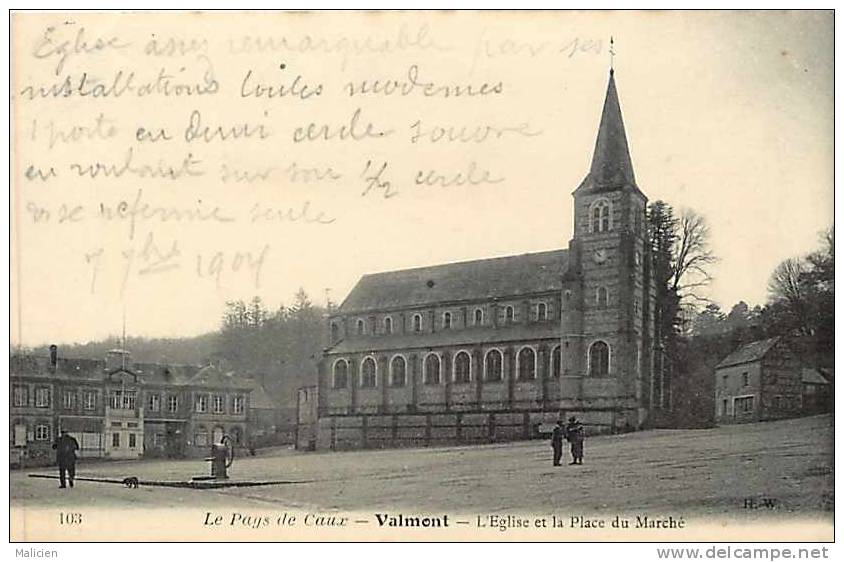 Seine Maritime -ref A754-le Pays De Caux -valmont - L Eglise Et La Place Du Marché  - Carte Bon Etat   - - Valmont