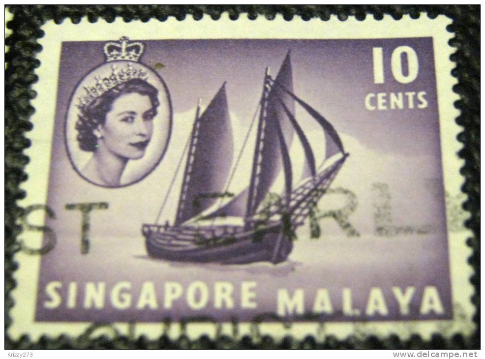 Singapore 1955 Timber Tongkong 10c - Used - Singapore (...-1959)