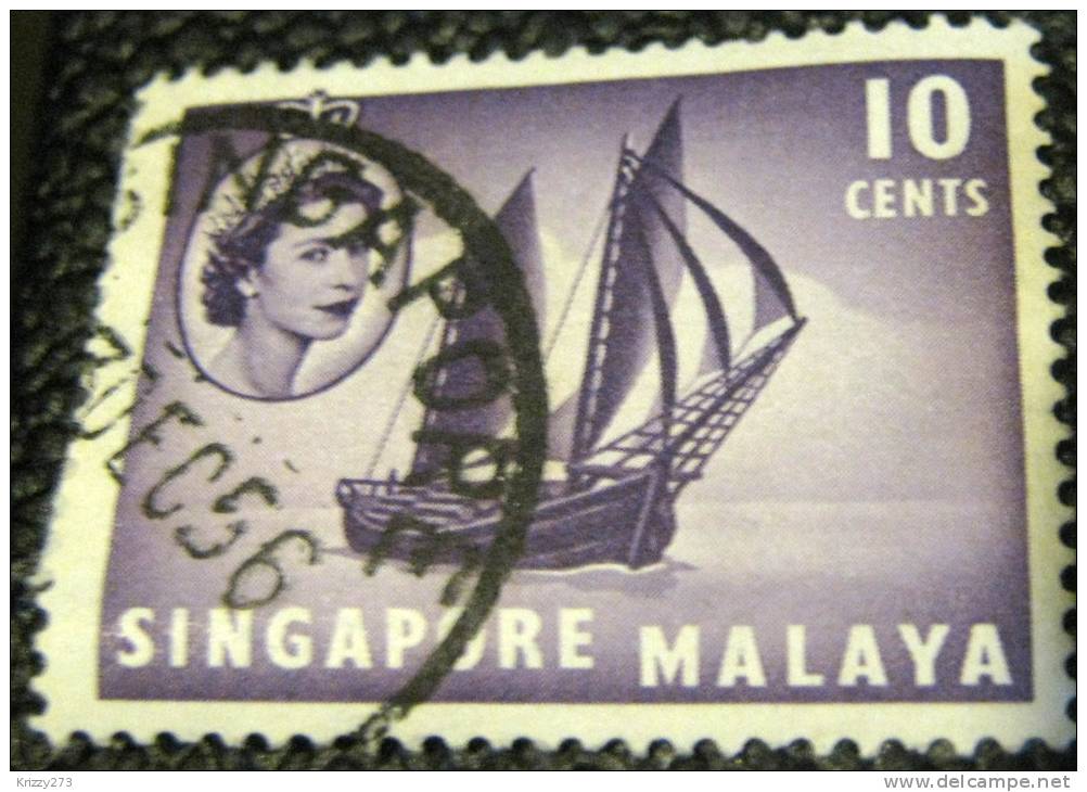 Singapore 1955 Timber Tongkong 10c - Used - Singapour (...-1959)