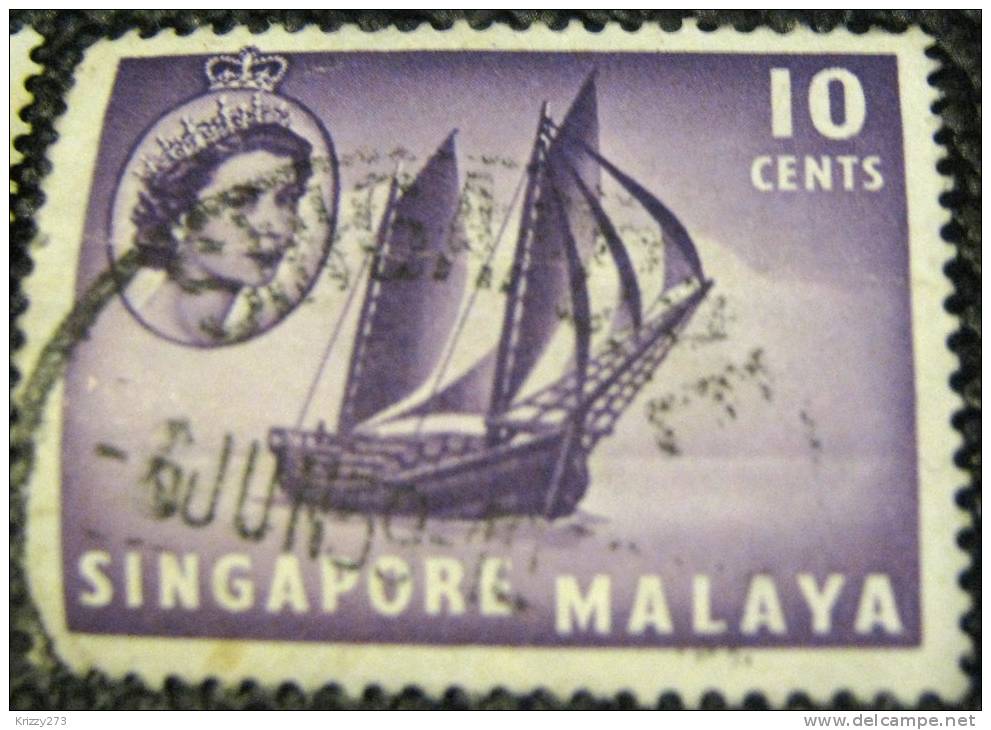 Singapore 1955 Timber Tongkong 10c - Used - Singapore (...-1959)