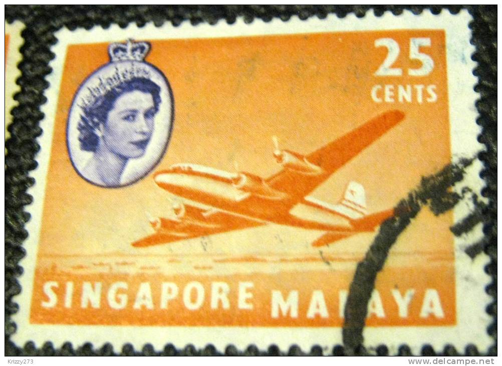 Singapore 1955 Argonaut Aircraft 25c - Used - Singapour (...-1959)