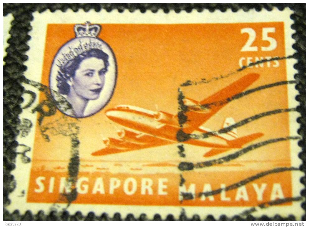 Singapore 1955 Argonaut Aircraft 25c - Used - Singapour (...-1959)