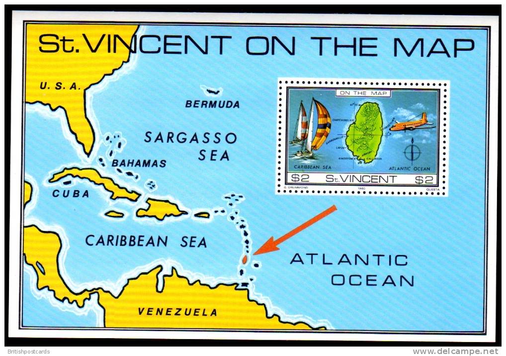 St Vincent - $2 - Map Mini Sheet - SG655 - MNH - St.Vincent (1979-...)