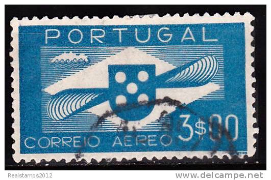 PORTUGAL - (CORREIO AÉREO) - 1936-1941,   Hélice.  3$00   (o)   MUNDIFIL  Nº 4 - Gebraucht