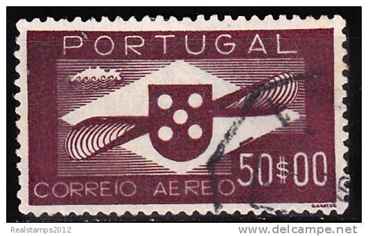 PORTUGAL - (CORREIO AÉREO) - 1936-1941,   Hélice.  50$00   (o)  MUNDIFIL  Nº 10 - Oblitérés