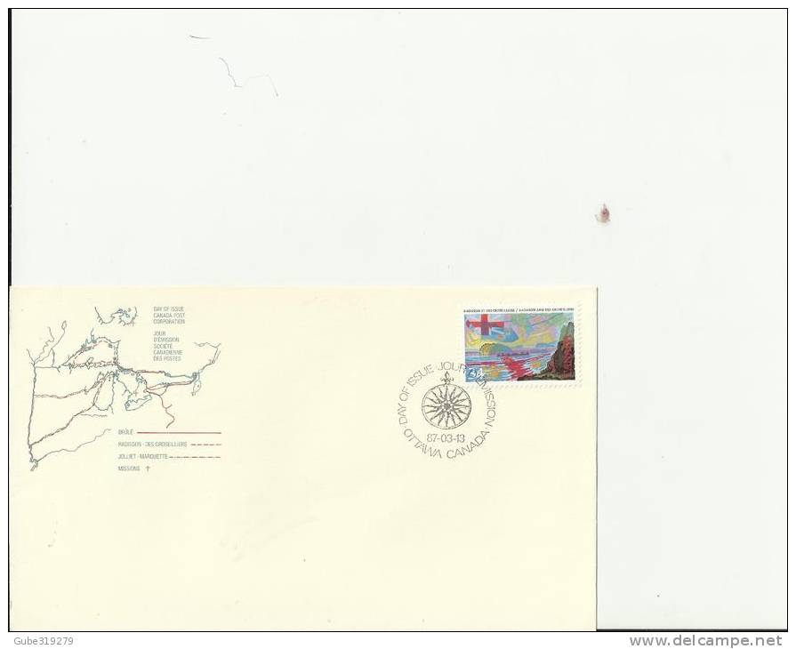 CANADA 1987 – FDC EXPLORATION IN CANADA II – INVESTIGATORS – RADISSON & DES GROSEILLIERS   W 1 ST  OF 34 C POSTM OTTAWA - 1981-1990