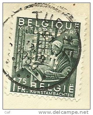 768 Op Brief Met Stempel TUBIZE, Firmaperforatie (perfin) " F C  " Van Forges De Clabecq - 1934-51