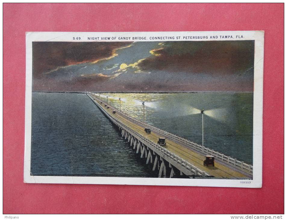 FL - Florida > Night View Gandy Bridge  St Petersburg  -Tampa 1929 Cancel    Ref 830 - St Petersburg