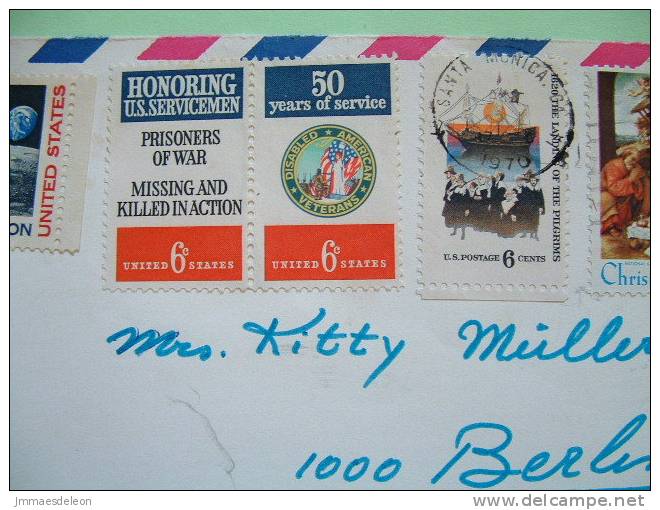 USA 1970 Aerogramme Santa Monica To Germany - Space - Christmas - Plane - Military Honour - Ship - Label - Other & Unclassified