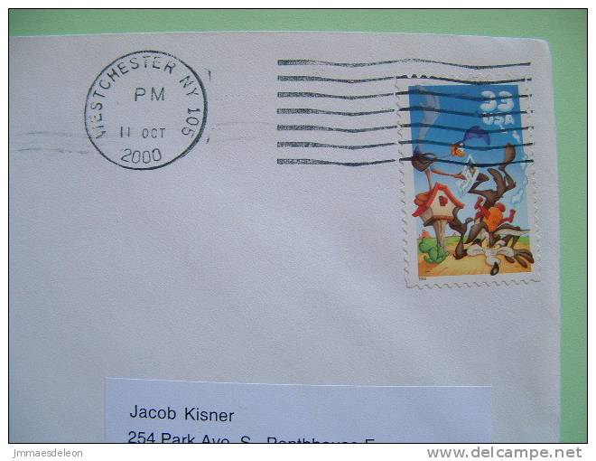 USA 2000 Cover Westchester To New York - Cartoons - Road Runner And Coyote - Postal Box - Cactus - Brieven En Documenten