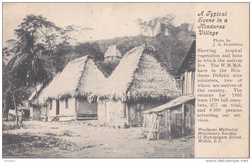 Postcard Village Honduras1900-1910( Postally Not Used) Issue By Wesleyan Methodist,England - Honduras