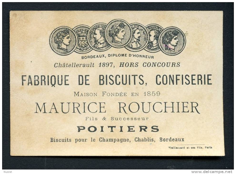 Poitiers, Fabrique De Biscuits Maurice Rouchier, Jolie Chromo Thème Enfants Lith. Vieillemard - Otros & Sin Clasificación