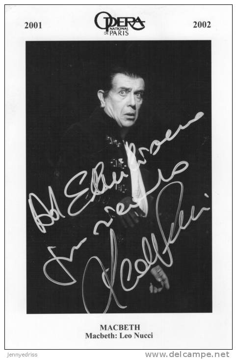 LEO NUCCI , Macbeth , Fotografia , Autografo , Opera De Paris ,  Lirica * - Foto Dedicate