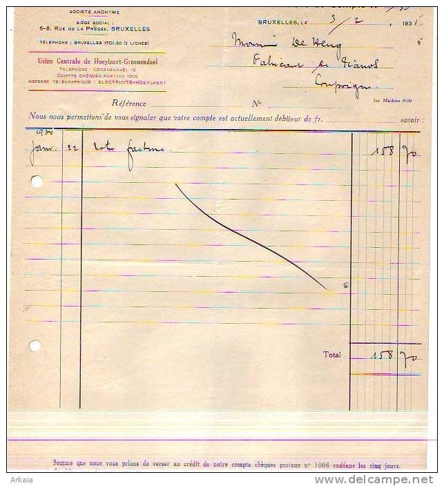 Bruxelles - 1931 - Compagnie Auxiliaire D'électricité - Électricité & Gaz