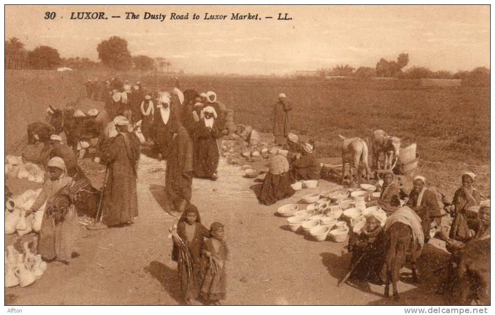 Dusty Road To Luxor Market 1910 Postcard - Luxor