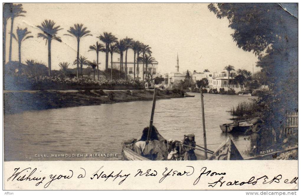 Canal Mahmoudieh 1900 Real Photo Postcard Mailed - Alexandria