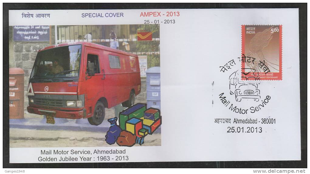 INDIA  2013  Mail Motor Service  Ahmedabad  Special Cover #  45035  Indien Inde - Trucks