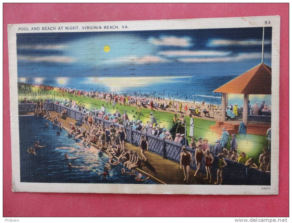 Virginia > Virginia Beach  Pool & Beach At Night 1946 Cancel  -------    --------   Ref 831 - Virginia Beach