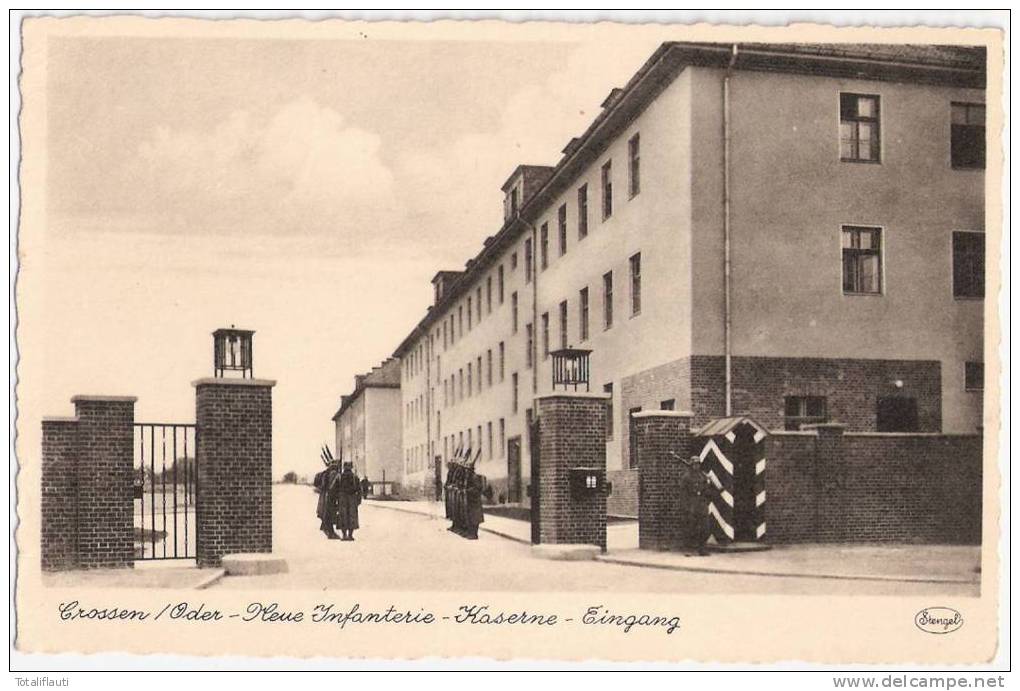 Crossen An Der Oder Neue Infanterie Kaserne Wache Krosno Odrza&#324;skie Feldpost 6.3.1943 - Neumark